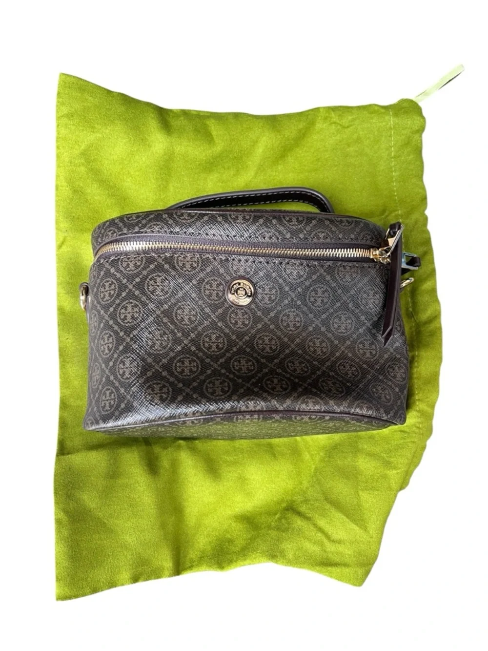NWT Tory Burch T Monogram Coated Canvas Soft Vanity Case Crossbody Bag Purse‎